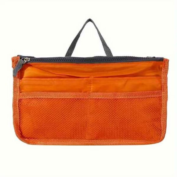 Handbag Organizer/ Purse Insert /Cosmetic Tote/ Orange & Gray - NWT - Picture 3 of 6